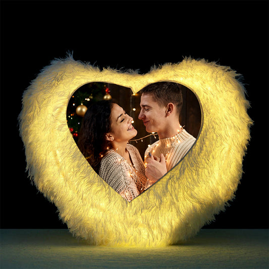 Heart Shaped Personalized LED Fur Cushion