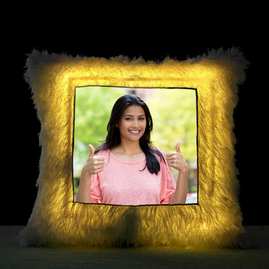 Square Shaped Personalized LED Fur Cushion