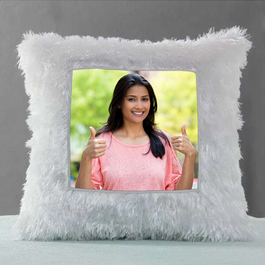 Square Shaped Personalized LED Fur Cushion