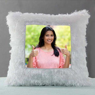 Square Shaped Personalized LED Fur Cushion