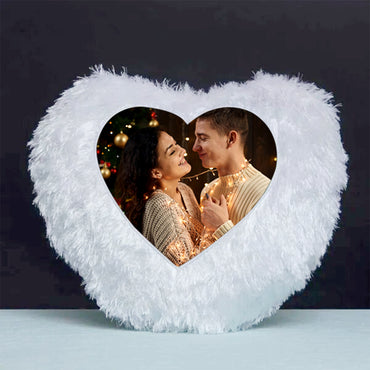 Heart Shaped Personalized LED Fur Cushion