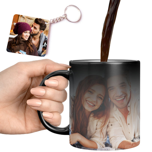 Custom Magic Mug with Keychain, Photo Cup, Color Changing Mug, Photo Mug, Customized Mug, Personalized Mug, Photo Magical Mug, Coffee Mug with Photo - 330 ml