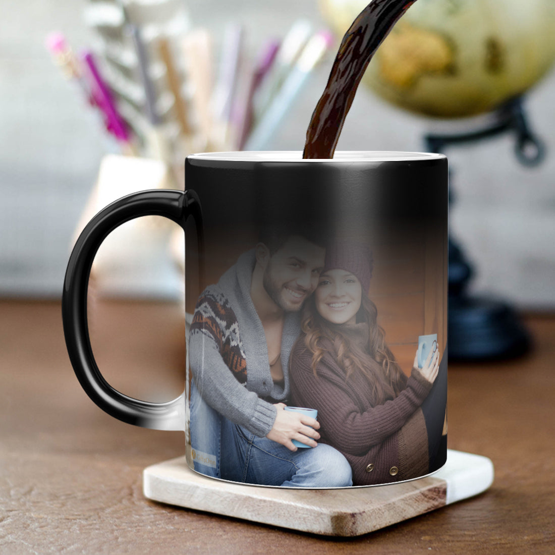 Custom Magic Mug with Keychain, Photo Cup, Color Changing Mug, Photo Mug, Customized Mug, Personalized Mug, Photo Magical Mug, Coffee Mug with Photo - 325 ml