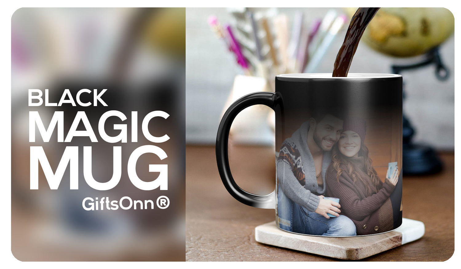 Load video: GiftsOnn Personalized Gift Custom Photo Quote Name Wish Ceramic Magic Mug For Anniversary Gift,Valentine&#39;S Day Gift,Birthday Gifts For Girls&amp;Boys,Gift For Girlfriend,Gift For Boyfriend -325 Ml