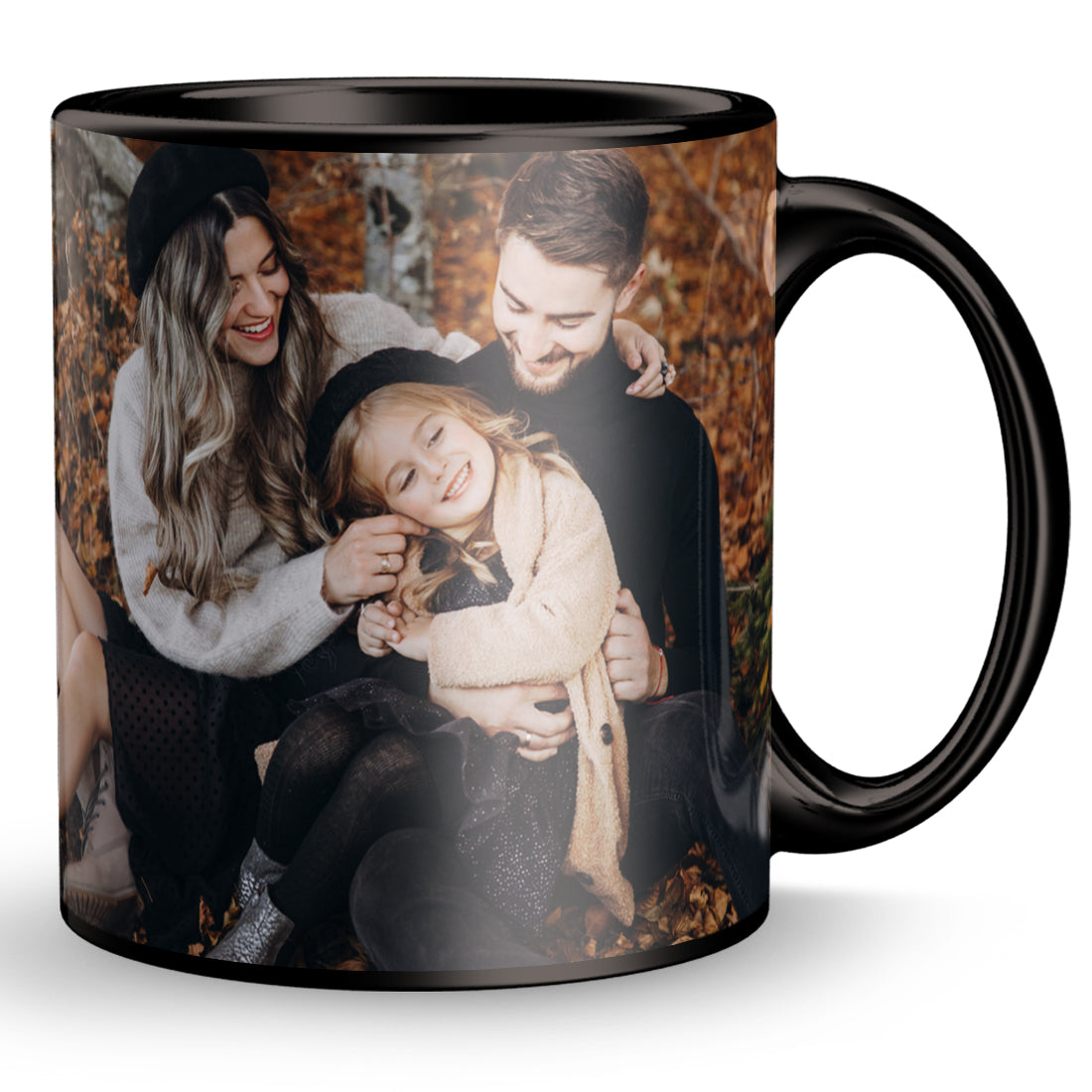 Personalized Black Color Photo Ceramic Mug - 320 ml Black Patch