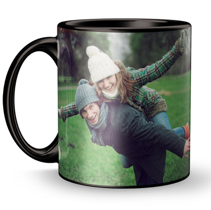 Personalized Black Color Photo Ceramic Mug - 320 ml Black Patch