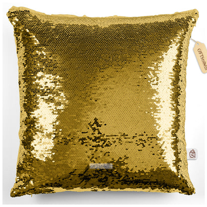 Personalized Gold Sequin Magic Pillow with rakhi - Gifts for Brother16x16 inch