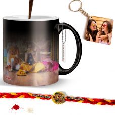  Rakhi Combo for Raksha Bandhan Printed Magic mug, rakhi and keychain