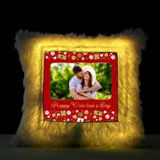 Happy valentine's day Square Shaped Personalized LED Fur Cushion