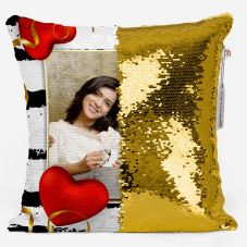 GiftsOnn Personalised Gold Sequin magic Pillow 12x12 Cushion with Filler