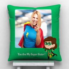 You Are My Super Sister text White Satin Personalized Pillow