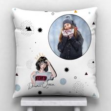 GiftsOnn Drama Queen quote with photo Personalized Satin Cushion - White