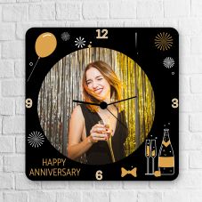  Wooden Personalized Square Clock Happy Anniversary