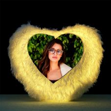 Heart Shaped Personalized LED Fur Cushion/pillow by GiftsOnn
