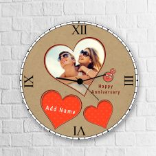  Happy Anniversary Personalized Round Clock With Name