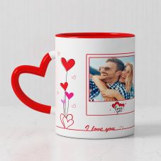 I love You Personalized Red Heart Handle Mug ( 3.7x3.2in, 320ml)