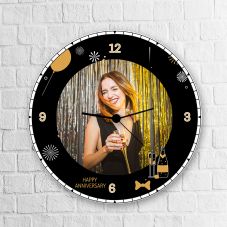  Wooden Personalized Round Clock Happy Anniversary