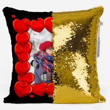 PERSONALIZED SQUARE SHAPED SEQUIN CUSHION MAGIC REVEAL PHOTO