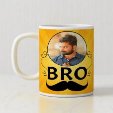 Bro Text with 2 Personalized photos White Mug