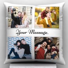 GiftsOnn 4 Photos with Custom Message Personalized Pillow 12x12 in
