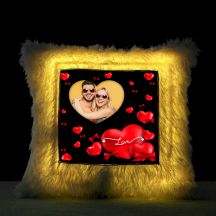 Square Shaped Personalized LED Fur Cushion