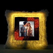 Square Shaped Personalized LED Fur Cushion