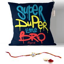  Super Duper Little Bro Cushion with Filler 12x12. Raksha bandhan Gifts