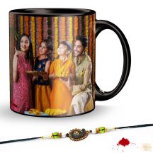 GiftsOnn Black Patch Printed Mug, 320ml, Set of 1 with rakhi