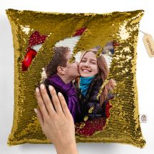 PERSONALIZED SQUARE SHAPED SEQUIN CUSHION MAGIC REVEAL PHOTO