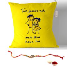  Tu Jaante nahi Mera Bhai Kon hai.. Quote Printed on Cushion - 12*12