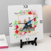 Personalized Happy Anniversary With Name Square Clock