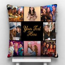 GiftsOnn 8 Photos with Custom Message Personalized Pillow (Black, 12x12 Inches) 