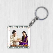 Raakhi Personalized Square Wooden Keychain