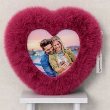 Personalized Heart Shaped Pink Fur Cushion/pillow