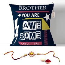  Brother You Are Awesome Cushion with Filler 12x12. Rakhi Gifts for Brother, Rakshabandhan Gifts