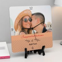 Congratulations Mr and Mrs With text Square Personalized Clock