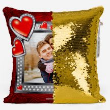 GiftsOnn Personalised Gold Sequin magic Pillow 12x12 Cushion with Filler