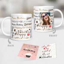 GiftsOnn Birthday Personalized White Mug with Card ( Mug 320 ml, Card )