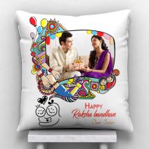 Happpy Raksha Bandhan Dear Sister Satin Personalized Pillow (12*12 inch,Set of 1)