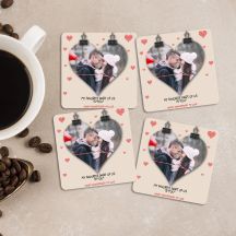 Happy Anniversary My Love Personalized Square Coaster Set of 4