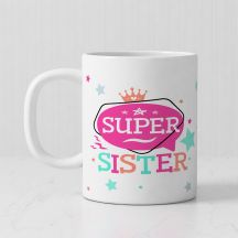 Super Sister Personalized Photo Print Ceramic Mug (White, 3.7x3.2in, 320ml)