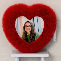 Personalized Red Heart Shaped Fur Cushion