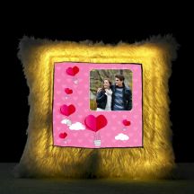 GiftsOnn Square Shaped Personalized LED Fur Cushion