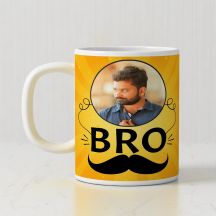 Bro Text with 2 Personalized photos White Mug