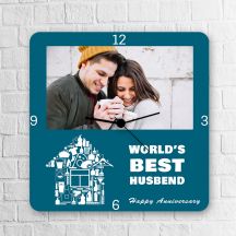 Wrold's Best Husband Happy Anniversary  Square Clock