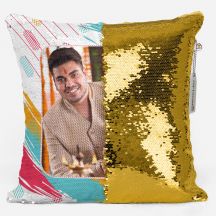 Photo Personalized Magic sequin  Pillow - White,12*12 inch