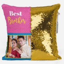 Personalized Magic sequin  Pillow for Best Brother with rakhi
