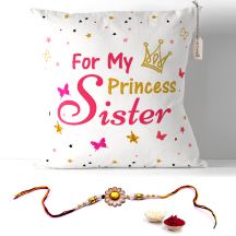  For My Princess Sister Cushion with Filler 12x12 Rakshabandhan Gifts